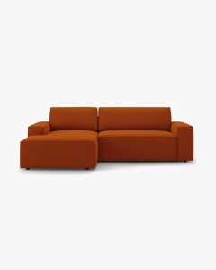 COLTAR EXTENSIBIL, PE STANGA, JODIE, 246X151 CM, CARAMIZIU, TAPITAT CU TAPITERIE DIN TEXTIL STRUCTURAT MEGAN, MICADONI