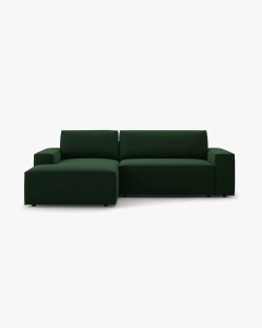 COLTAR EXTENSIBIL, PE STANGA, JODIE, 246X151 CM, VERDE SMARALD, TAPITAT CU TAPITERIE DIN TEXTIL CATIFEA BLUVEL, MICADONI
