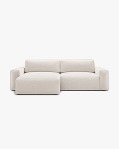 COLTAR EXTENSIBIL VICTOR, PE STANGA, BEJ DESCHIS, 246X148 CM, TAPITAT CU TAPITERIE DIN TEXTIL STRUCTURAT MOLYBDENE, MICADONI