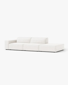 COLTAR JODIE, 262X99 CM, PE DREAPTA, CU 3 LOCURI, ALB, TAPITAT CU TAPITERIE DIN TEXTIL BOUCLE BALOO, MICADONI - Img 2