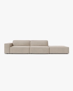 COLTAR JODIE, 262X99 CM, PE DREAPTA, CU 3 LOCURI, BEJ INCHIS, TAPITAT CU TAPITERIE DIN TEXTIL CATIFEA BLUVEL, MICADONI