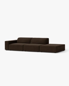 COLTAR JODIE, 262X99 CM, PE DREAPTA, CU 3 LOCURI, MARO INCHIS, TAPITAT CU TAPITERIE DIN TEXTIL CATIFEA BLUVEL, MICADONI - Img 2