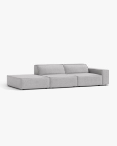 COLTAR JODIE, 262X99 CM, PE STANGA, CU 3 LOCURI, GRI DESCHIS, TAPITAT CU TAPITERIE DIN TEXTIL BOUCLE BALOO, MICADONI - Img 2