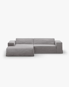 COLTAR JODIE PE STANGA, 224X162 CM, GRI CALD, TAPITAT CU TAPITERIE DIN TEXTIL STRUCTURAT LINS, MICADONI - Img 1