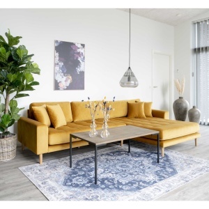 COLTAR LIDO CU 4 PERINI 290CM, DIN LEMN SI TEXTIL- CATIFEA, CULOARE GALBEN MUSTAR, DREAPTA, HOUSE NORDIC - Img 2