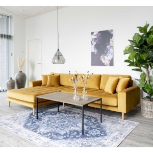 COLTAR LIDO CU 4 PERINI 290CM, DIN LEMN SI TEXTIL- CATIFEA, STANGA, CULOARE GALBEN MUSTAR, HOUSE NORDIC - Img 2