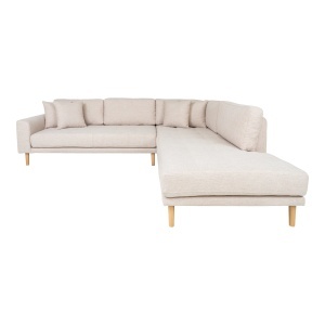 COLTAR LIDO IN FORMA DE L, DREAPTA, CU 4 PERINI 370CM, DIN LEMN SI TEXTIL, CULOARE BEJ, HOUSE NORDIC