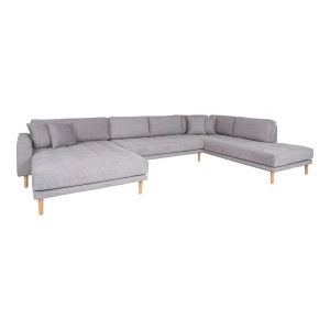 COLTAR LIDO IN FORMA DE U, CU 4 PERINI 370CM, DIN LEMN SI TEXTIL, CULOARE GRI DESCHIS, HOUSE NORDIC - Img 2