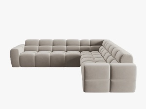 COLTAR LISA, 6 LOCURI, 310 CM, BEJ DESCHIS, TAPITERIE DIN CATIFEA, DESIGN DEOSEBIT - Img 3