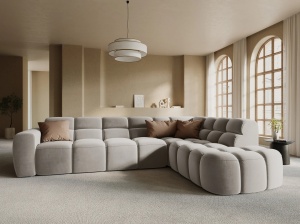 COLTAR LISA, DREAPTA, 5 LOCURI, 293 CM, BEJ DESCHIS, TAPITERIE DIN CATIFEA, DESIGN DEOSEBIT