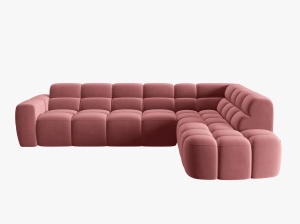 COLTAR LISA, DREAPTA, 5 LOCURI, 293 CM, ROZ, TAPITERIE DIN CATIFEA, DESIGN DEOSEBIT - Img 3