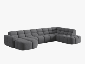 COLTAR LISA, DREAPTA, 7 LOCURI, 387 CM, GRI 89, TAPITERIE DIN STOFA, DESIGN DEOSEBIT