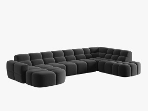 COLTAR LISA, DREAPTA, 7 LOCURI, 387 CM, GRI INCHIS, TAPITERIE DIN CATIFEA, DESIGN DEOSEBIT - Img 3