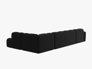 COLTAR LISA, DREAPTA, 7 LOCURI, 387 CM, NEGRU, TAPITERIE DIN CATIFEA, DESIGN DEOSEBIT - Img 4