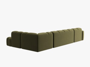 COLTAR LISA, DREAPTA, 7 LOCURI, 387 CM, VERDE OLIVE, TAPITERIE DIN CATIFEA, DESIGN DEOSEBIT - Img 4
