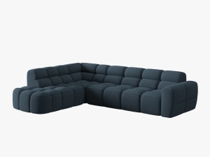 COLTAR LISA, STANGA, 5 LOCURI, 293 CM, ALBASTRU INCHIS 77, TAPITERIE DIN STOFA, DESIGN DEOSEBIT - Img 2
