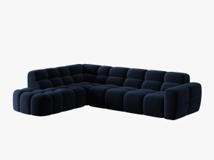 COLTAR LISA, STANGA, 5 LOCURI, 293 CM, ALBASTRU ROYAL, TAPITERIE DIN CATIFEA, DESIGN DEOSEBIT - Img 3