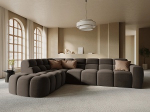COLTAR LISA, STANGA, 5 LOCURI, 293 CM, MARO DESCHIS, TAPITERIE DIN CATIFEA, DESIGN DEOSEBIT