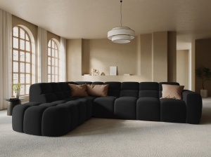 COLTAR LISA, STANGA, 5 LOCURI, 293 CM, NEGRU, TAPITERIE DIN CATIFEA, DESIGN DEOSEBIT