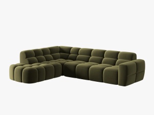 COLTAR LISA, STANGA, 5 LOCURI, 293 CM, VERDE OLIVE, TAPITERIE DIN CATIFEA, DESIGN DEOSEBIT - Img 3