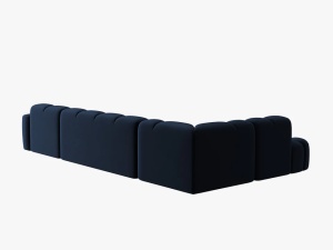 COLTAR LISA, STANGA, 7 LOCURI, 387 CM, ALBASTRU ROYAL, TAPITERIE DIN CATIFEA, DESIGN DEOSEBIT - Img 4