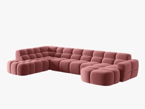 COLTAR LISA, STANGA, 7 LOCURI, 387 CM, ROZ, TAPITERIE DIN CATIFEA, DESIGN DEOSEBIT - Img 3