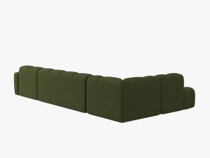 COLTAR LISA, STANGA, 7 LOCURI, 387 CM, VERDE OLIVE 35, TAPITERIE DIN STOFA, DESIGN DEOSEBIT - Img 3