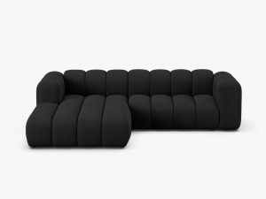 COLTAR LUPIN 260, PE STANGA, NEGRU, CU TAPITERIE DIN TEXTIL BOUCLE BALOO, MICADONI