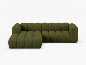 COLTAR LUPIN 260, PE STANGA, VERDE MASLINIU INCHIS, CU TAPITERIE DIN TEXTIL BOUCLE BALOO, MICADONI