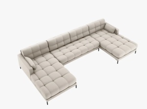 COLTAR MAMAIA, CU 6 LOCURI, BEJ, CU TAPITERIE DIN TEXTIL STRUCTURAT NEVE, MICADONI - Img 2