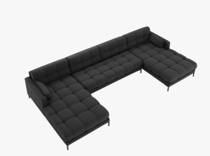 COLTAR MAMAIA, CU 6 LOCURI, GRI INCHIS, CU TAPITERIE DIN TEXTIL STRUCTURAT NEVE, MICADONI - Img 2