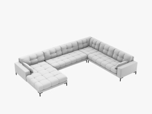 COLTAR MAMAIA, CU 7 LOCURI, PE DREAPTA, GRI DESCHIS, CU TAPITERIE DIN TEXTIL STRUCTURAT NEVE, MICADONI - Img 3