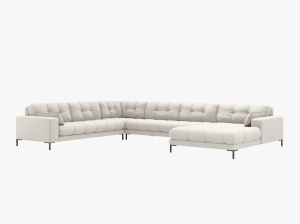 COLTAR MAMAIA, CU 7 LOCURI, PE STANGA, BEJ DESCHIS, CU TAPITERIE DIN TEXTIL STRUCTURAT NEVE, MICADONI