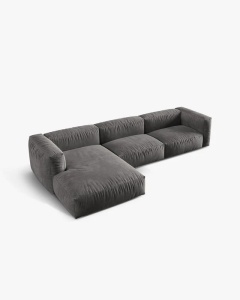 COLTAR MARTINA, 130X176 CM, PE STANGA, GRI, TAPITAT CU TAPITERIE DIN TEXTIL CATIFEA VOGUE, MICADONI - Img 3