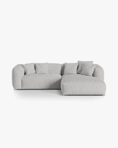 COLTAR MARTINA, ARGINTIU, 280 CM, DREAPTA, CU TAPITERIE DIN TEXTIL BOUCLE MONET, MICADONI