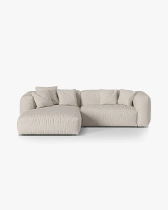 COLTAR MARTINA, BEJ, 280 CM, STANGA, CU TAPITERIE DIN TEXTIL BOUCLE MONET, MICADONI