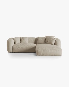 COLTAR MARTINA, BEJ DESCHIS, 244 CM, DREAPTA, CU TAPITERIE DIN TEXTIL STRUCTURAT BOSTON, MICADONI
