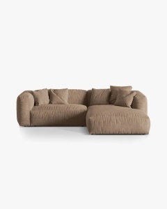 COLTAR MARTINA, BEJ DESCHIS, 280 CM, STANGA, CU TAPITERIE DIN TEXTIL CATIFEA VOGUE, MICADONI