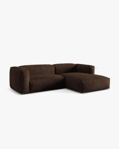 COLTAR MARTINA, CIOCOLATIU, 244 CM, DREAPTA, CU TAPITERIE DIN TEXTIL CATIFEA VOGUE, MICADONI - Img 2