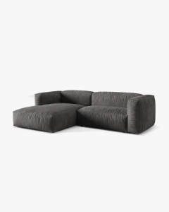 COLTAR MARTINA, GRI, 244 CM, PE STANGA, CU TAPITERIE DIN TEXTIL CATIFEA VOGUE, MICADONI - Img 2