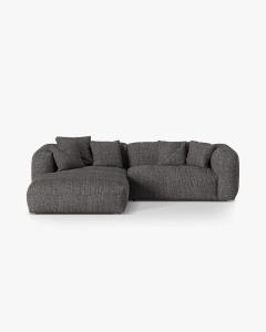 COLTAR MARTINA, GRI ANTRACIT, 280 CM, STANGA, CU TAPITERIE DIN TEXTIL BOUCLE MONET, MICADONI