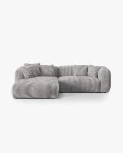 COLTAR MARTINA, GRI DESCHIS, 280 CM, STANGA, CU TAPITERIE DIN TEXTIL CORDOI TILIA, MICADONI