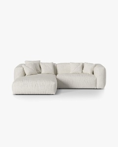 COLTAR MARTINA, MELANJ GRI BEJ, 280 CM, STANGA, CU TAPITERIE DIN TEXTIL BOUCLE MONET, MICADONI