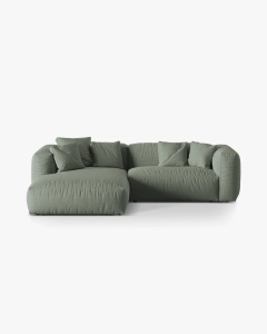 COLTAR MARTINA, VERDE MUSCHI, 244 CM, STANGA, CU TAPITERIE DIN TEXTIL STRUCTURAT BOSTON, MICADONI