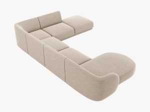 COLTAR MILEY, CU 6 LOCURI, PE DREAPTA, BEJ, CU TAPITERIE DIN TEXTIL CHENILLE, MICADONI - Img 3