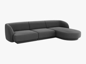 COLTAR MILEY DREAPTA, 4 LOCURI, 255 CM, GRI 14, TAPITERIE DIN CATIFEA, DESIGN DEOSEBIT - Img 2