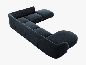COLTAR MILEY DREAPTA, 6 LOCURI, 327 CM, ALBASTRU 86, TAPITERIE CHENILLE, DESIGN DEOSEBIT - Img 2