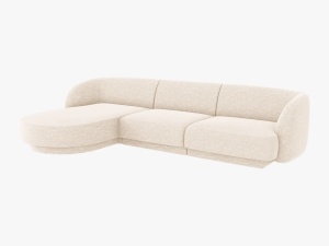 COLTAR MILEY STANGA, 4 LOCURI, 255 CM, BEJ DESCHIS DESCHIS 23, TAPITERIE CHENILLE, DESIGN DEOSEBIT