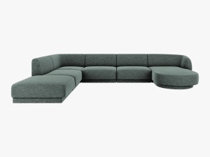 COLTAR MILEY STANGA, 6 LOCURI, 327 CM, VERDE 78, TAPITERIE CHENILLE, DESIGN DEOSEBIT