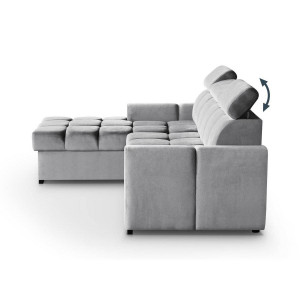 COLTAR MODERN DEOSEBIT, GOMEZ STANGA 267CM, DIN CATIFEA DE CULOARE GRI DESCHIS, CONFORT SPORIT - Img 6